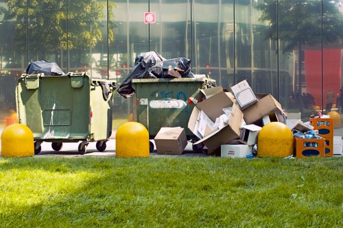 Community members participating in waste management