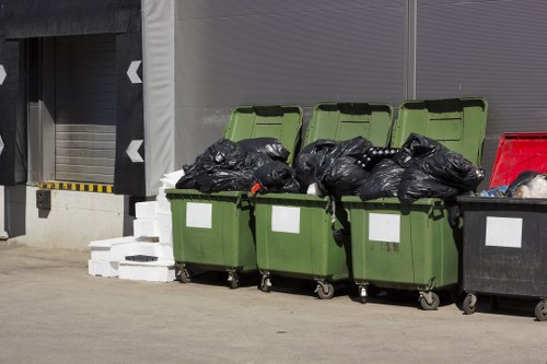 A skip placed in an accessible area for waste disposal in Greenwich